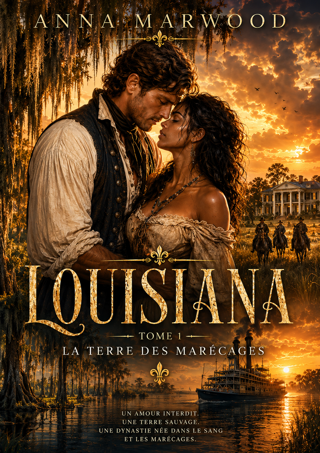 Couverture du roman historique Louisiana Tome 1 La Terre des Marécages d’Anna Marwood