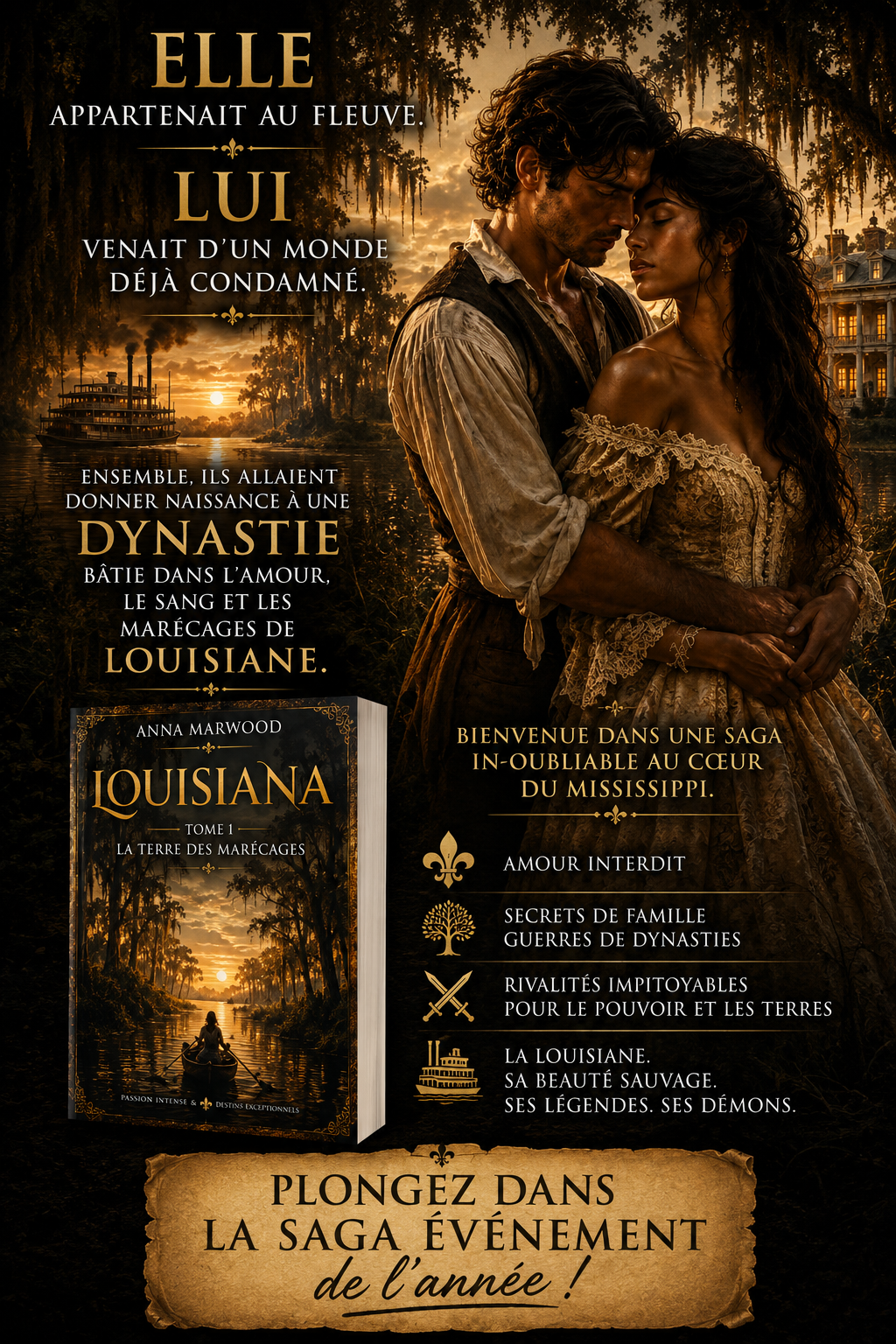  roman historique Louisiana Tome 1 La Terre des Marécages d’Anna Marwood